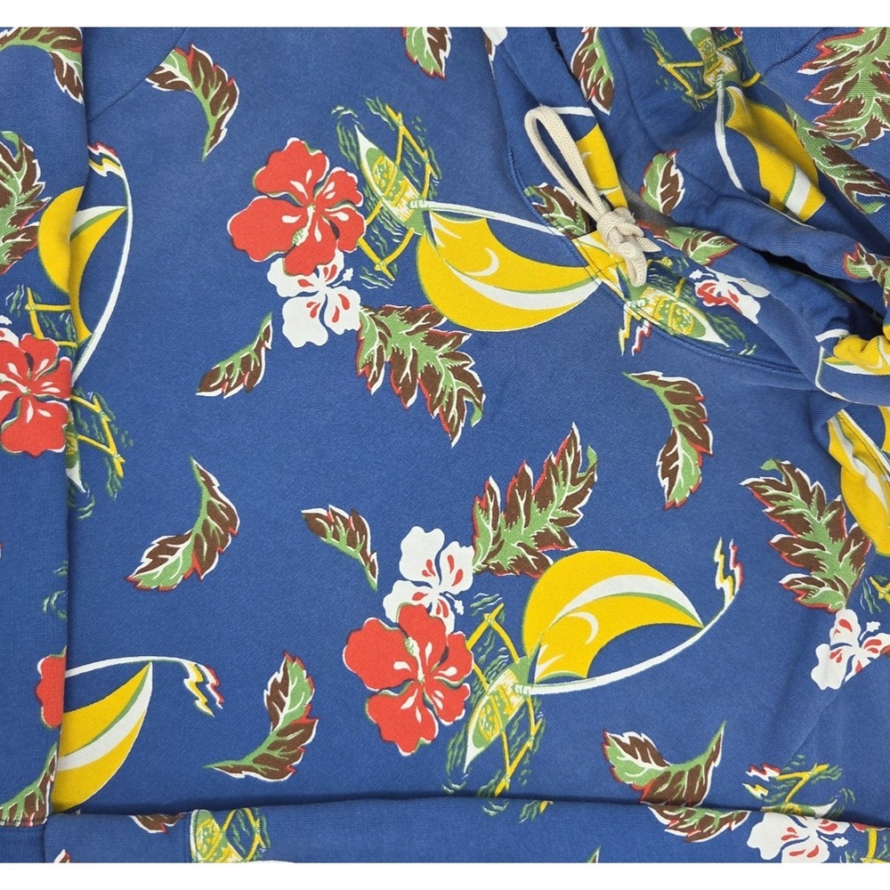 Polo Ralph Lauren Mens Hoodie Size XXL Blue Outrigger Floral Pullover Tropical